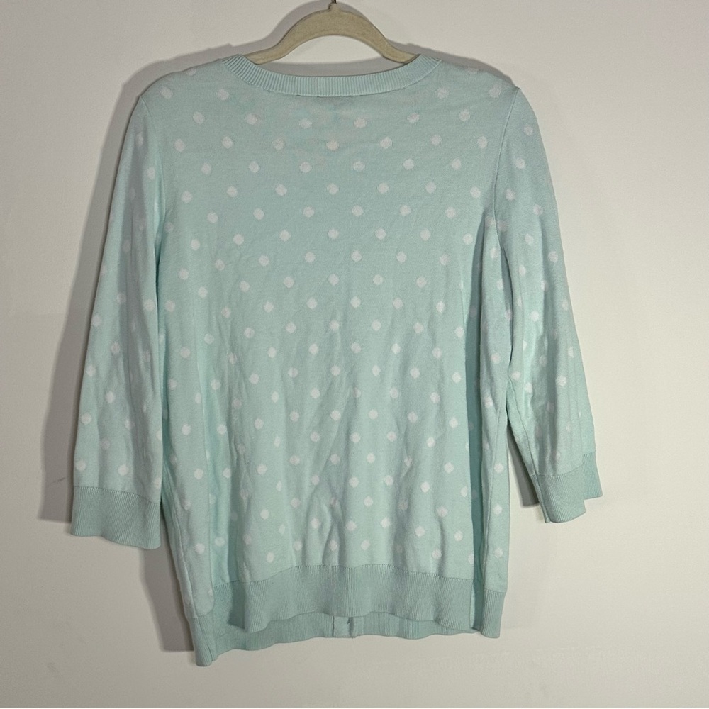 Talbots Woman Mint Green Polka Dot Cardigan – Size X- Winter Sweater Gift Layer - Picture 6 of 10